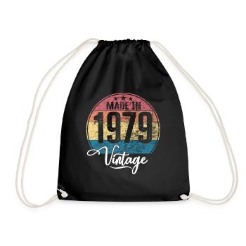 Vintage Made in 1979 Geburtsjahr 1979 Geburtstag - Turnbeutel - Schwarz - Vorne
