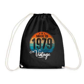 Vintage Made in 1979 Geburtsjahr 1979 Geburtstag - Turnbeutel - Schwarz - Vorne