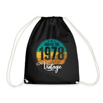 Vintage Made in 1978 Year of birth 1978 Birthday - Drawstring Bag - black - Front
