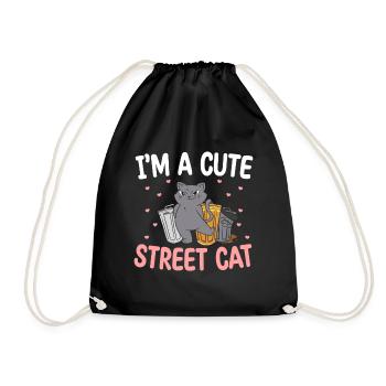 Mignon chat de rue Multon chatte chatte - Sac de sport léger - noir - Devant