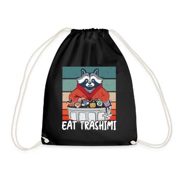 Raton laveur Sushi japonais Mangez Trashimi Jeu de mots - Sac de sport léger - noir - Devant