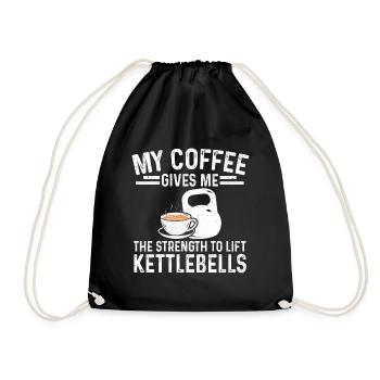 Kaffee Kraft Für Kettlebell Krafttraining Workout - Turnbeutel - Schwarz - Vorne