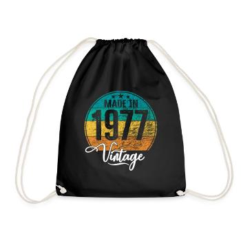 Vintage Fabriqué en 1977 Année de naissance 1977 Anniversaire - Sac de sport léger - noir - Devant