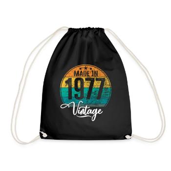 Millésime Fabriqué en 1977 Année de naissance 1977 Anniversaire - Sac de sport léger - noir - Devant