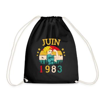 Juin 1983 Anniversaire Vintage Happy Birthday - Sac de sport léger - noir - Devant