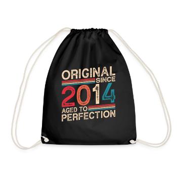Original 2014 Geburtstag Vintage Geschenkidee - Turnbeutel - Schwarz - Vorne