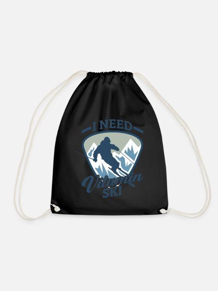 Skier Skiing Alpine Downhill Vitamin Ski Skiing - Drawstring Bag - black