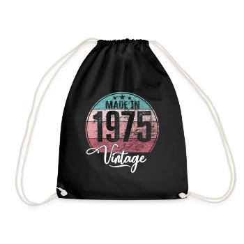 Vintage Made in 1975 Year of birth 1975 Birthday - Drawstring Bag - black - Front