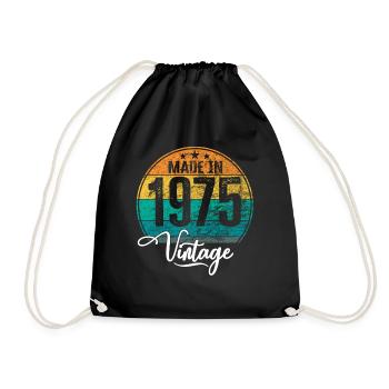 Vintage Made in 1975 Year of birth 1975 Birthday - Drawstring Bag - black - Front