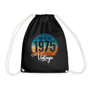 Vintage Made in 1975 Year of birth 1975 Birthday - Drawstring Bag - black - Front