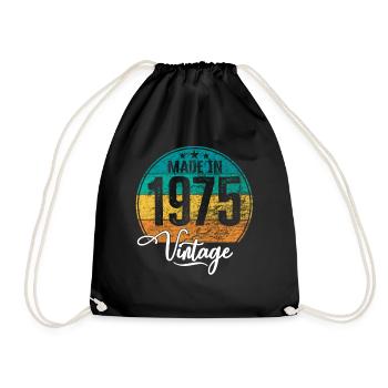Vintage Made in 1975 Year of birth 1975 Birthday - Drawstring Bag - black - Front