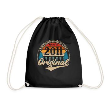 Original Vintage Geburtstag Geschenkidee 2011 - Turnbeutel - Schwarz - Vorne