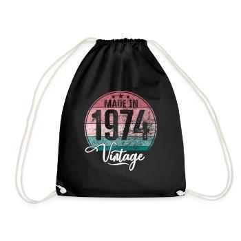 Millésime Fabriqué en 1974 Année de naissance 1974 Anniversaire - Sac de sport léger - noir - Devant