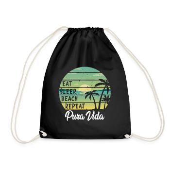 Manger dormir plage répéter Pura Vida Palms Coucher de soleil - Sac de sport léger - noir - Devant