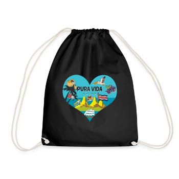 Pura Vida Coeur Costa Rica Symboles Amérique du Sud - Sac de sport léger - noir - Devant