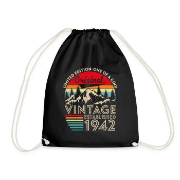 Original vintage established in 1942 anniversary - Drawstring Bag - black - Front