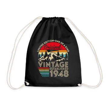 Original vintage established in 1948 anniversary - Drawstring Bag - black - Front
