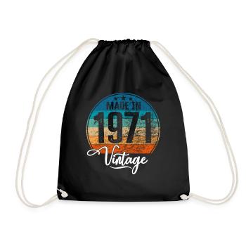 Vintage Made in 1971 Year of birth 1971 Birthday - Drawstring Bag - black - Front