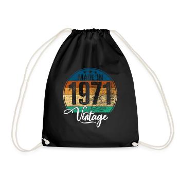 Vintage Made in 1971 Year of birth 1971 Birthday - Drawstring Bag - black - Front