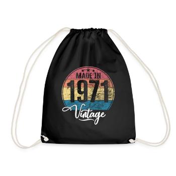 Vintage Made in 1971 Year of birth 1971 Birthday - Drawstring Bag - black - Front
