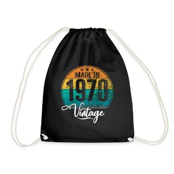 Vintage Made in 1970 Geburtsjahr 1970 Geburtstag - Turnbeutel - Schwarz - Vorne