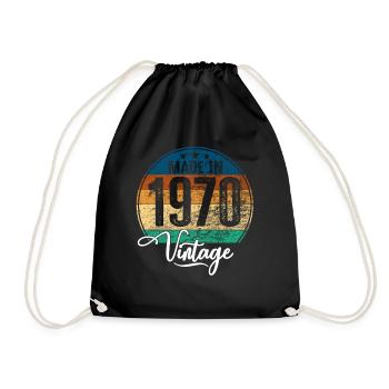 Vintage Made in 1970 Geburtsjahr 1970 Geburtstag - Turnbeutel - Schwarz - Vorne