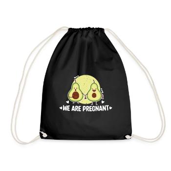 We Are Pregnant Avocado Mamacado Papacado Kinder - Turnbeutel - Schwarz - Vorne