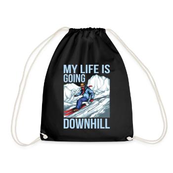 Ski My Life Is Going Downhill Snow Skiing - Turnbeutel - Schwarz - Vorne