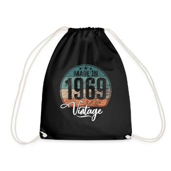 Vintage Made in 1969 Year of birth 1969 Birthday - Drawstring Bag - black - Front