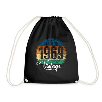 Vintage Made in 1969 Year of birth 1969 Birthday - Drawstring Bag - black - Front