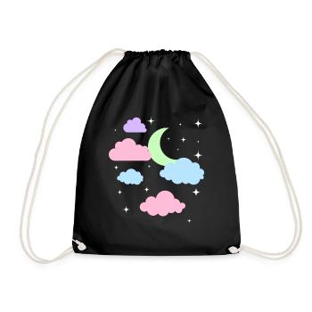 Niedlicher Pastel Goth Mond Wolken Kawaii - Turnbeutel - Schwarz - Vorne
