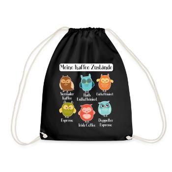 Kaffee Damen Eulen Kaffeeliebhaber Frauen - Turnbeutel - Schwarz - Vorne