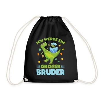 Ich werde ein Großer Bruder Dinosaurier - Turnbeutel - Schwarz - Vorne