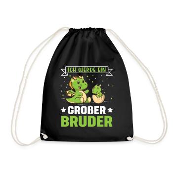Ich werde ein Großer Bruder Dinosaurier - Turnbeutel - Schwarz - Vorne