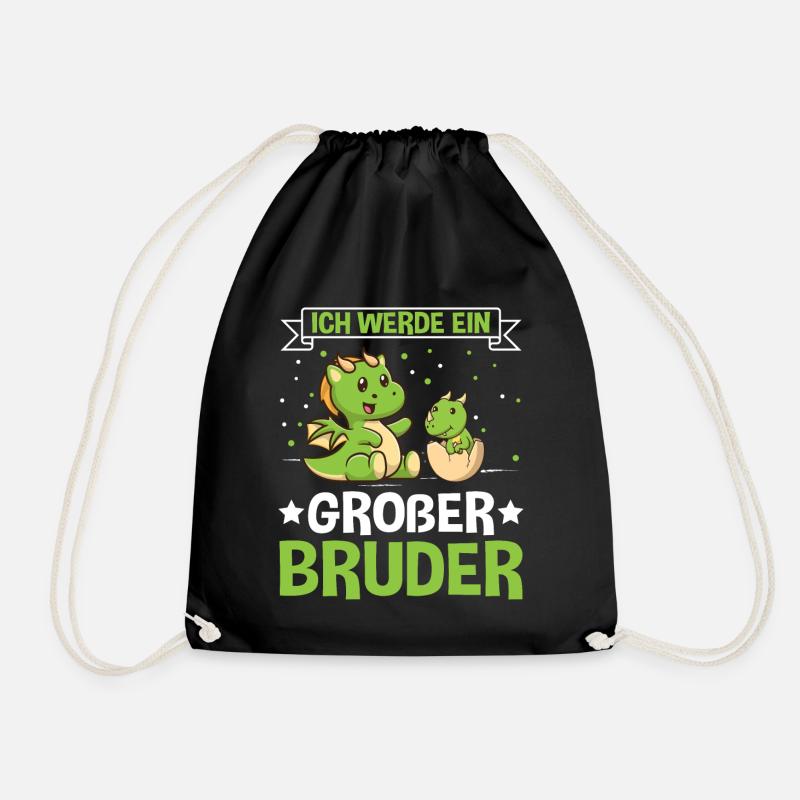 Ich werde ein Großer Bruder Dino - Turnbeutel - Schwarz