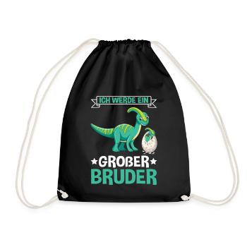 Dinosaurier Großer Bruder Dino - Turnbeutel - Schwarz - Vorne