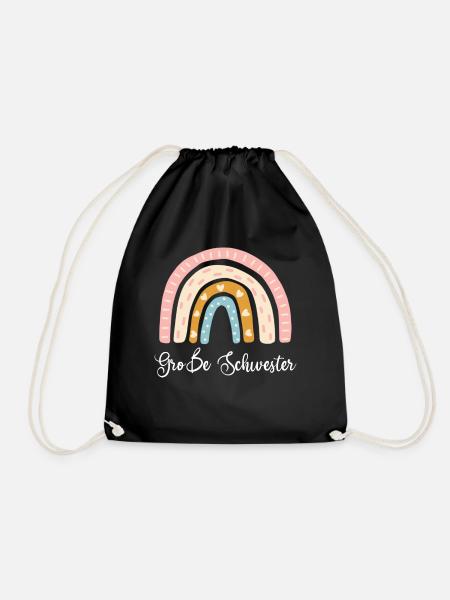 Große Schwester Regenbogen - Turnbeutel - Schwarz