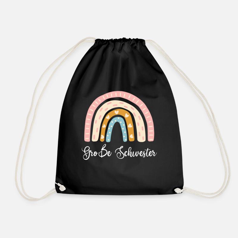 Große Schwester Regenbogen - Turnbeutel - Schwarz