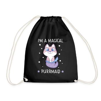 Magical Purrmaid Meerjungfrau Katze Katzenliebe - Turnbeutel - Schwarz - Vorne