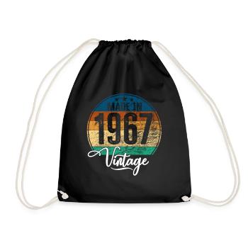 Vintage Made in 1967 Year of birth 1967 Birthday - Drawstring Bag - black - Front