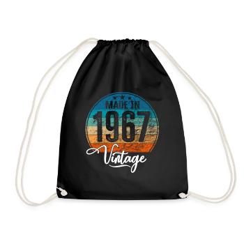 Vintage Made in 1967 Year of birth 1967 Birthday - Drawstring Bag - black - Front