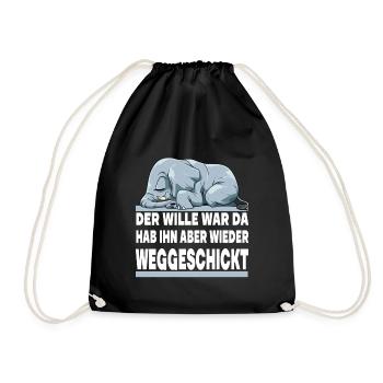 DER WILLE WAR DA ICH HAB IHN ABER WIEDER - Turnbeutel - Schwarz - Vorne