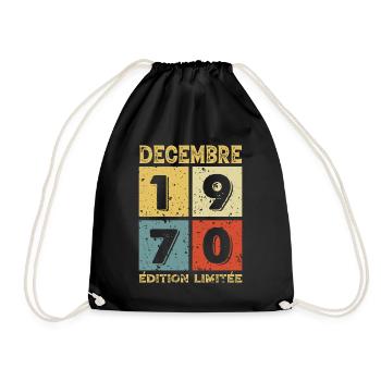 Anniversaire Vintage Idée Cadeau Décembre 1970 - Sac de sport léger - noir - Devant