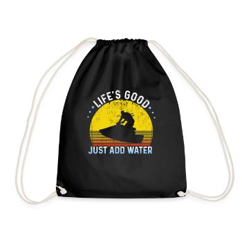 Life's Good Just Add Water Water Sports Jet Ski - Drawstring Bag - black - Front