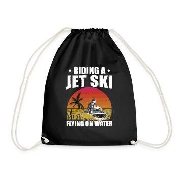 Riding A Jet Ski Flying On Water Summer Jet Boat - Drawstring Bag - black - Front