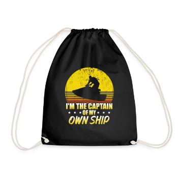 Retro Jetski Funny Jet Ski Captain Own Ship - Drawstring Bag - black - Front