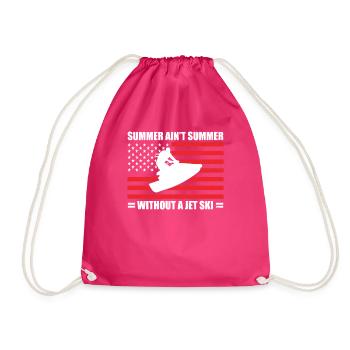 Jetski Adventure Holiday USA Flag Jet Boat - Drawstring Bag - fuchsia - Front