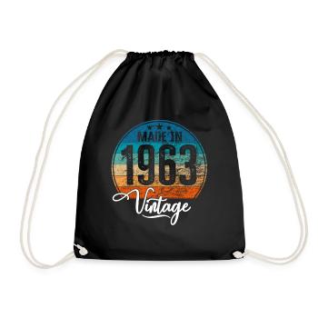 Vintage Made in 1963 Year of birth 1963 Birthday - Drawstring Bag - black - Front