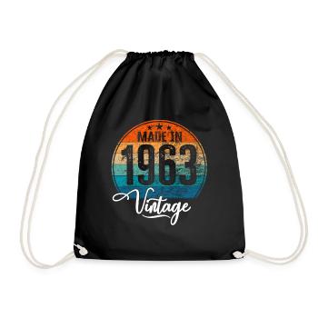Vintage Made in 1963 Year of birth 1963 Birthday - Drawstring Bag - black - Front