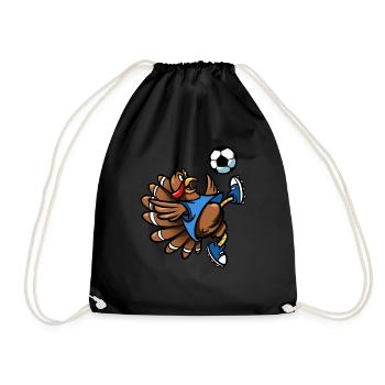 Thanksgiving Fußball Türkei Fahrrad Kick Männer Jungen - Turnbeutel - Schwarz - Vorne
